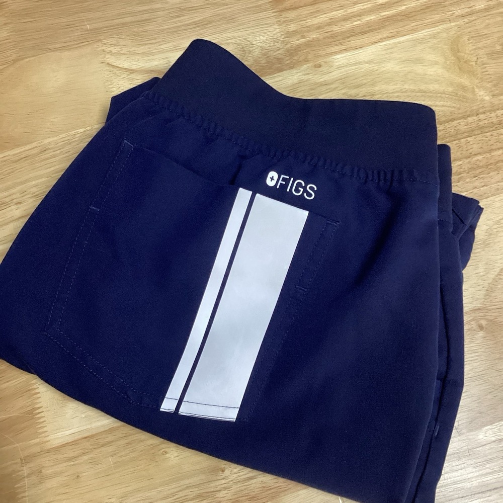FIGS Women's Navy Ankle Scrub Pants with Reflective Stripe